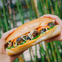 Banh Mi Sandwich with pork and vegetables