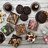 An assortment of decorative chocolates