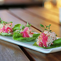 Lettuce cups filled with lobster salad